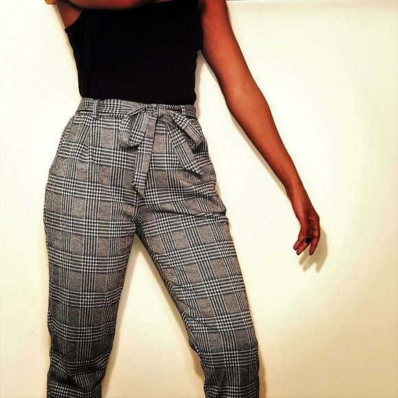 Coco and Main Plaid Tie Pants - Picture 2 of 3